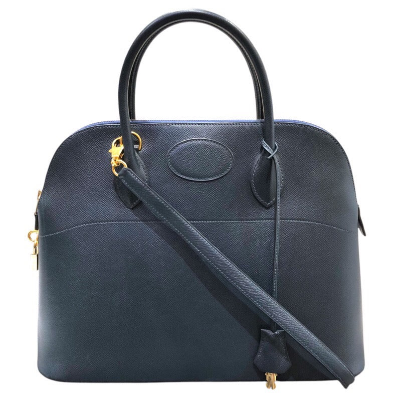 エルメス HERMES ボリード35  ○Z刻 ブルーインディゴ　ゴールド金具 クシュベル レディース ハンドバッグ