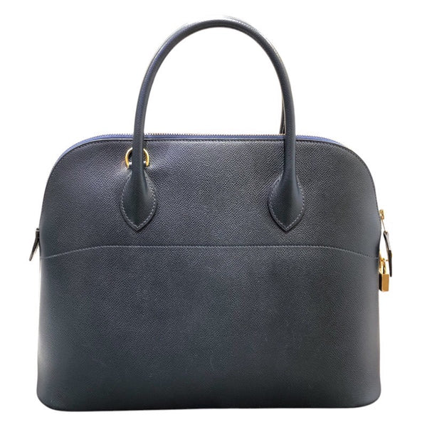 エルメス HERMES ボリード35  ○Z刻 ブルーインディゴ　ゴールド金具 クシュベル レディース ハンドバッグ