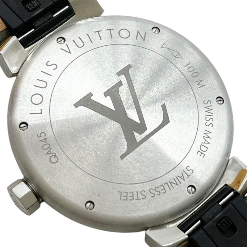 ルイ・ヴィトン LOUIS VUITTON タンブール QA045 グレー SS/革ベルト 自動巻き メンズ 腕時計