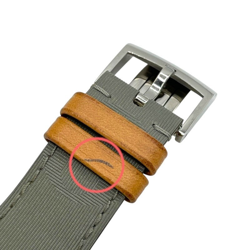 ルイ・ヴィトン LOUIS VUITTON タンブール QA045 グレー SS/革ベルト 自動巻き メンズ 腕時計