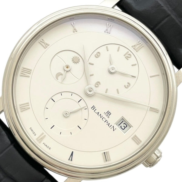ブランパン BLANCPAIN ヴィルレ ダブルタイムゾーン 6260-1542-55B シルバー K18WG/革ベルト（社外品） 自動巻き メンズ 腕時計