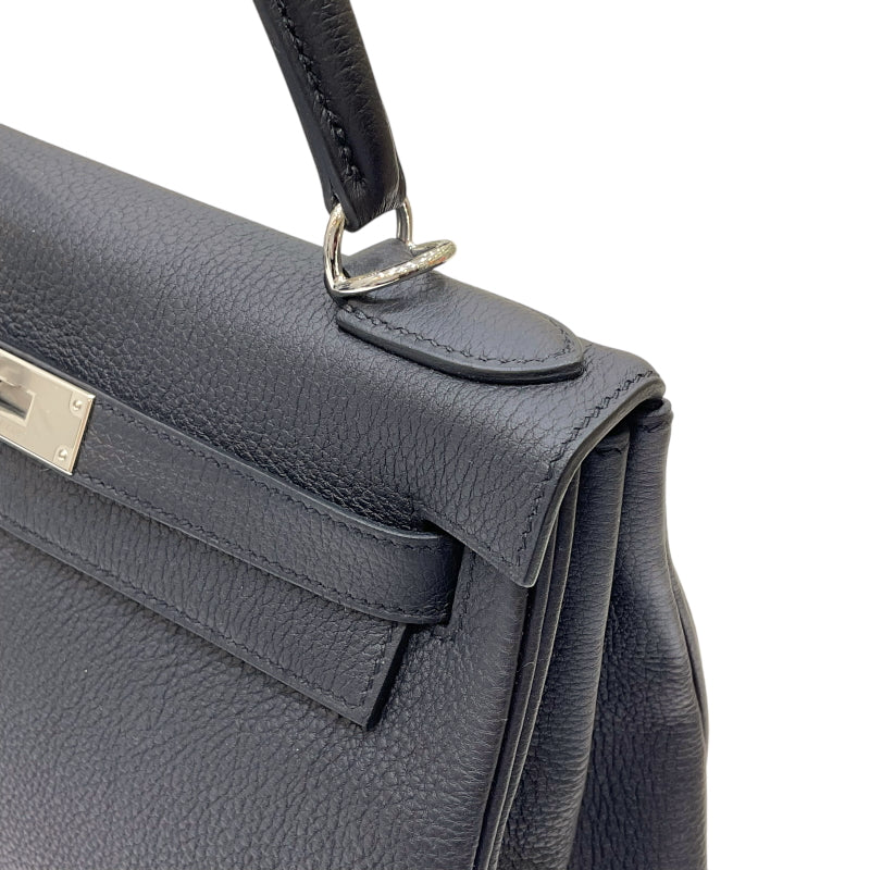 エルメス HERMES ケリー28 内縫い W刻印 ブラック シルバー金具 トゴ レディース 2wayハンドバッグ