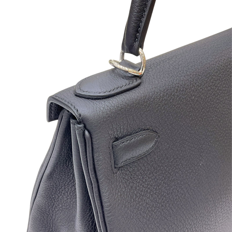 エルメス HERMES ケリー28 内縫い W刻印 ブラック シルバー金具 トゴ レディース 2wayハンドバッグ