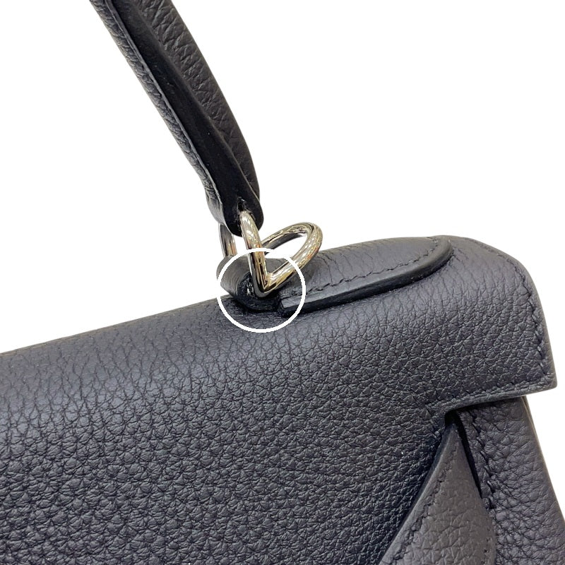 エルメス HERMES ケリー28 内縫い W刻印 ブラック シルバー金具 トゴ レディース 2wayハンドバッグ