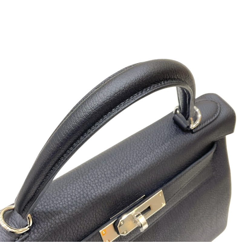 エルメス HERMES ケリー28 内縫い W刻印 ブラック シルバー金具 トゴ レディース 2wayハンドバッグ