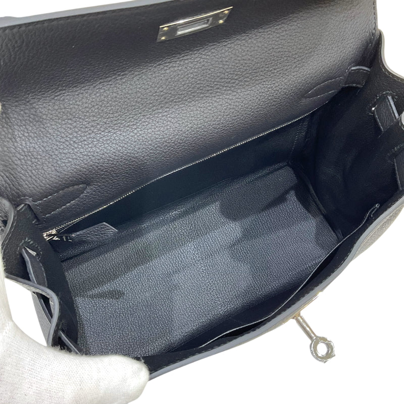 エルメス HERMES ケリー28 内縫い W刻印 ブラック シルバー金具 トゴ レディース 2wayハンドバッグ