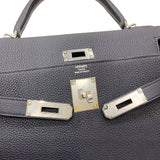 エルメス HERMES ケリー28 内縫い W刻印 ブラック シルバー金具 トゴ レディース 2wayハンドバッグ