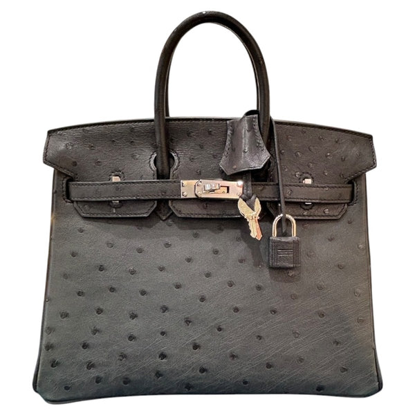 エルメス HERMES バーキン25 Y刻印 ブルーインディゴ・SV金具 オーストリッチ レディース ハンドバッグ