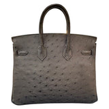 エルメス HERMES バーキン25 Y刻印 ブルーインディゴ・SV金具 オーストリッチ レディース ハンドバッグ