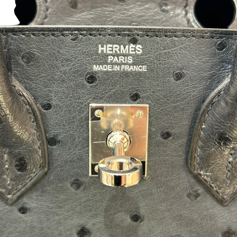 エルメス HERMES バーキン25 Y刻印 ブルーインディゴ・SV金具 オーストリッチ レディース ハンドバッグ