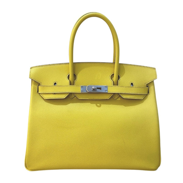 エルメス HERMES バーキン30 U刻 ジョーヌナプル　シルバー金具 エプソン レディース ハンドバッグ