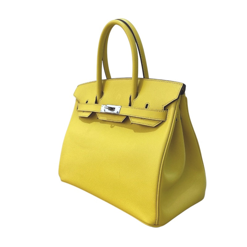 エルメス HERMES バーキン30 U刻 ジョーヌナプル　シルバー金具 エプソン レディース ハンドバッグ