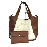 ステラ・マッカートニー STELLA McCARTNEY ﾛｺﾞﾄｰﾄ 513860 ブラウン/ベージュ エコレザー・ウール レディース トートバッグ