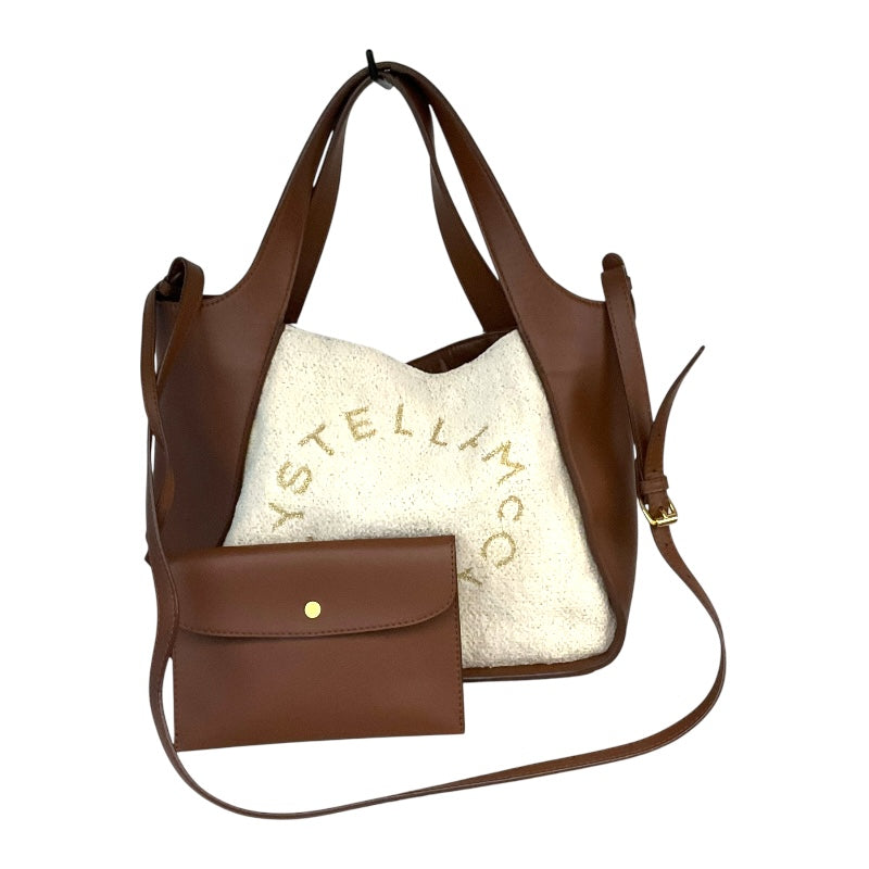 ステラ・マッカートニー STELLA McCARTNEY ﾛｺﾞﾄｰﾄ 513860 ブラウン/ベージュ エコレザー・ウール レディース トートバッグ