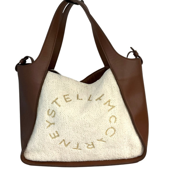 ステラ・マッカートニー STELLA McCARTNEY ﾛｺﾞﾄｰﾄ 513860 ブラウン/ベージュ エコレザー・ウール レディース トートバッグ