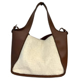 ステラ・マッカートニー STELLA McCARTNEY ﾛｺﾞﾄｰﾄ 513860 ブラウン/ベージュ エコレザー・ウール レディース トートバッグ