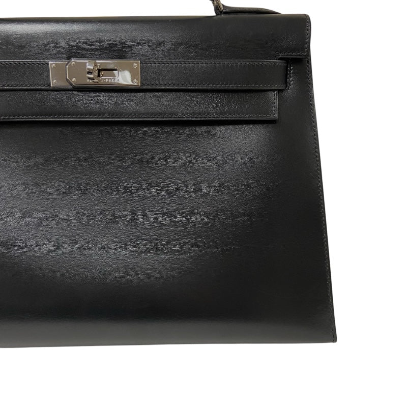 エルメス HERMES ケリー32 外縫い □C刻 ブラック シルバー金具 ボックスカーフ レディース ハンドバッグ