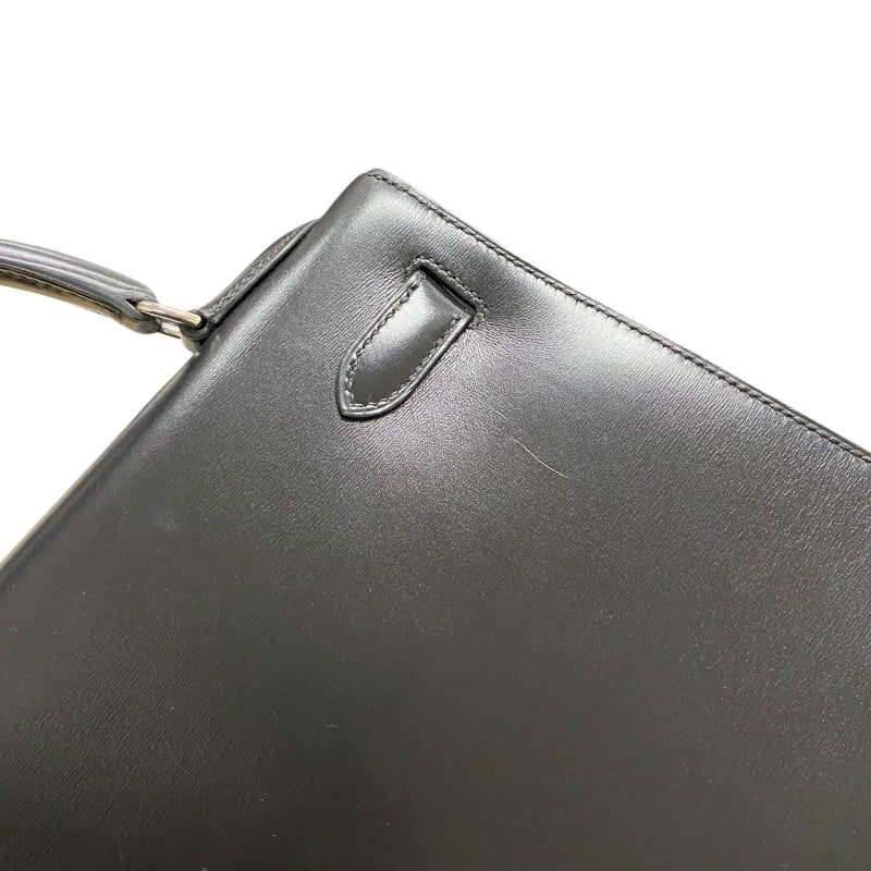 エルメス HERMES ケリー32 外縫い □C刻 ブラック シルバー金具 ボックスカーフ レディース ハンドバッグ