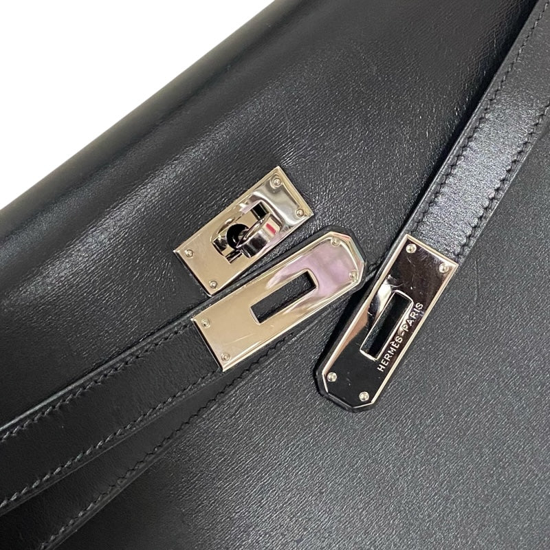 エルメス HERMES ケリー32 外縫い □C刻 ブラック シルバー金具 ボックスカーフ レディース ハンドバッグ