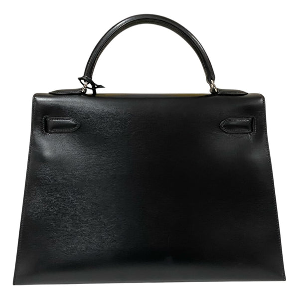 エルメス HERMES ケリー32 外縫い □C刻 ブラック シルバー金具 ボックスカーフ レディース ハンドバッグ