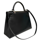 エルメス HERMES ケリー32 外縫い □C刻 ブラック シルバー金具 ボックスカーフ レディース ハンドバッグ
