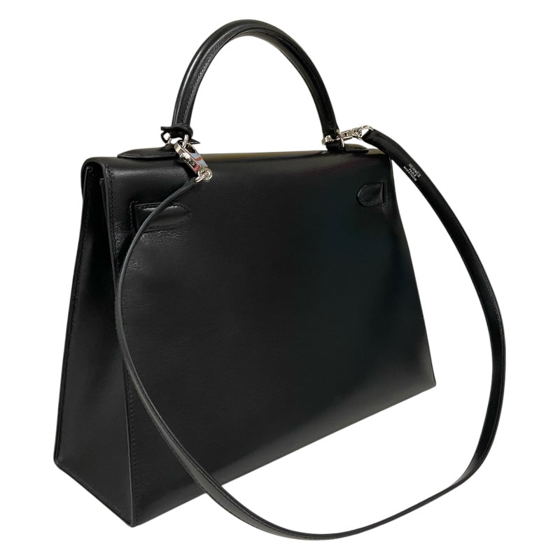 エルメス HERMES ケリー32 外縫い □C刻 ブラック シルバー金具 ボックスカーフ レディース ハンドバッグ