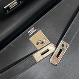 エルメス HERMES ケリー32 外縫い □C刻 ブラック シルバー金具 ボックスカーフ レディース ハンドバッグ