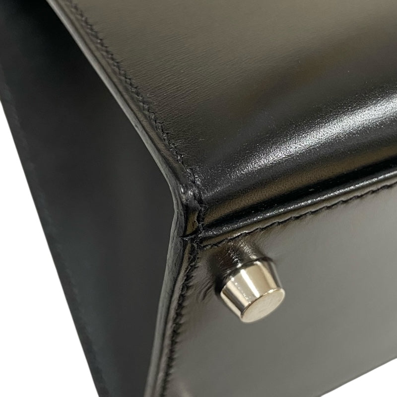エルメス HERMES ケリー32 外縫い □C刻 ブラック シルバー金具 ボックスカーフ レディース ハンドバッグ