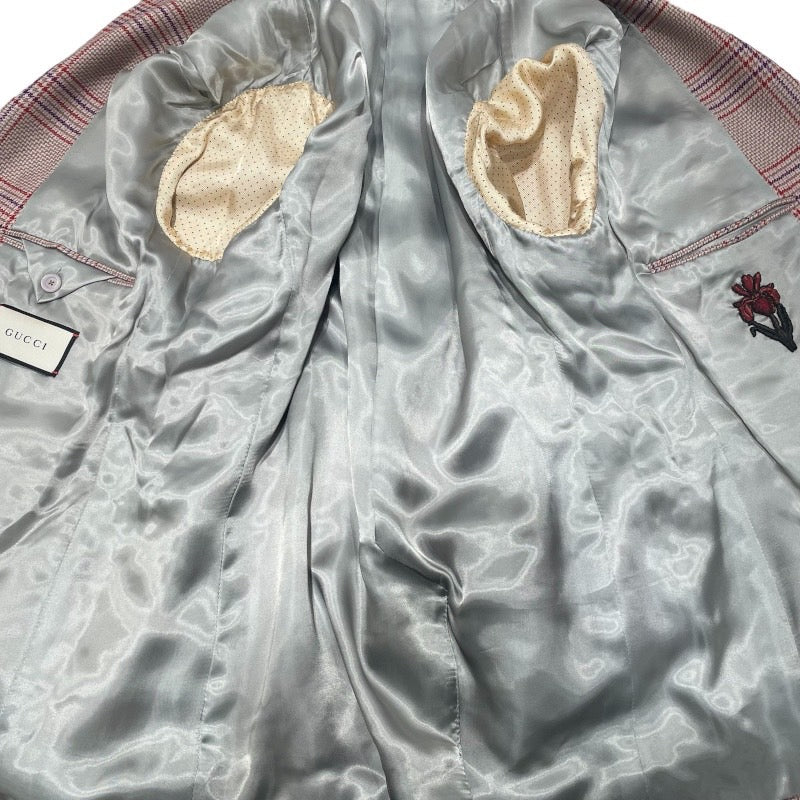 グッチ GUCCI チェックテーラードジャケット 407067 ベージュ ウール/カシミヤ メンズ テーラードジャケット