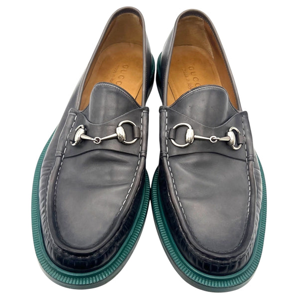 グッチ GUCCI ホースビットレザーローファー UK9.5 245972 グレー レザー メンズ ローファー