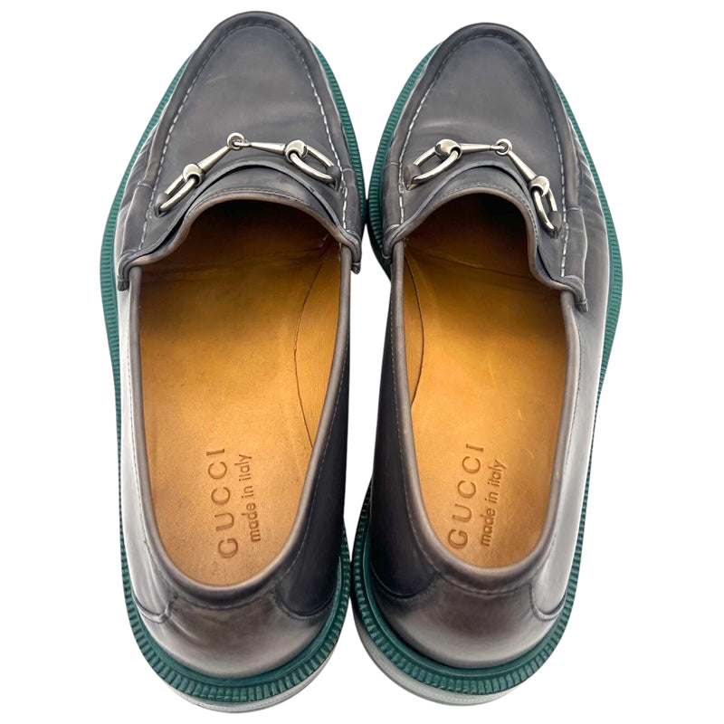 グッチ GUCCI ホースビットレザーローファー UK9.5 245972 グレー レザー メンズ ローファー