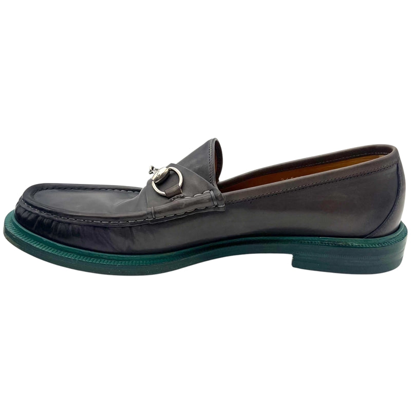グッチ GUCCI ホースビットレザーローファー UK9.5 245972 グレー レザー メンズ ローファー