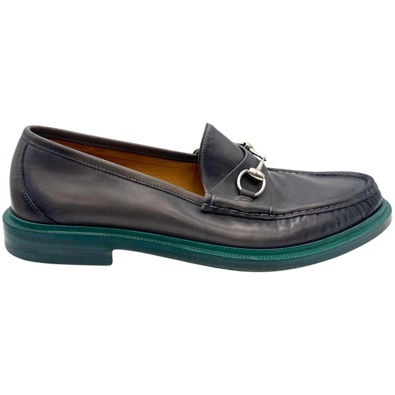 グッチ GUCCI ホースビットレザーローファー UK9.5 245972 グレー レザー メンズ ローファー