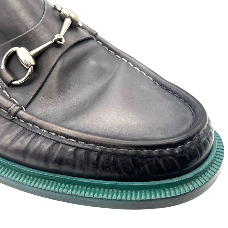 グッチ GUCCI ホースビットレザーローファー UK9.5 245972 グレー レザー メンズ ローファー