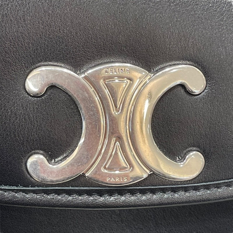 セリーヌ CELINE ミディアムプザストリオンフ 114453 ブラック シルバー金具 サプルナチュラルカーフスキン レディース ショルダーバッグ