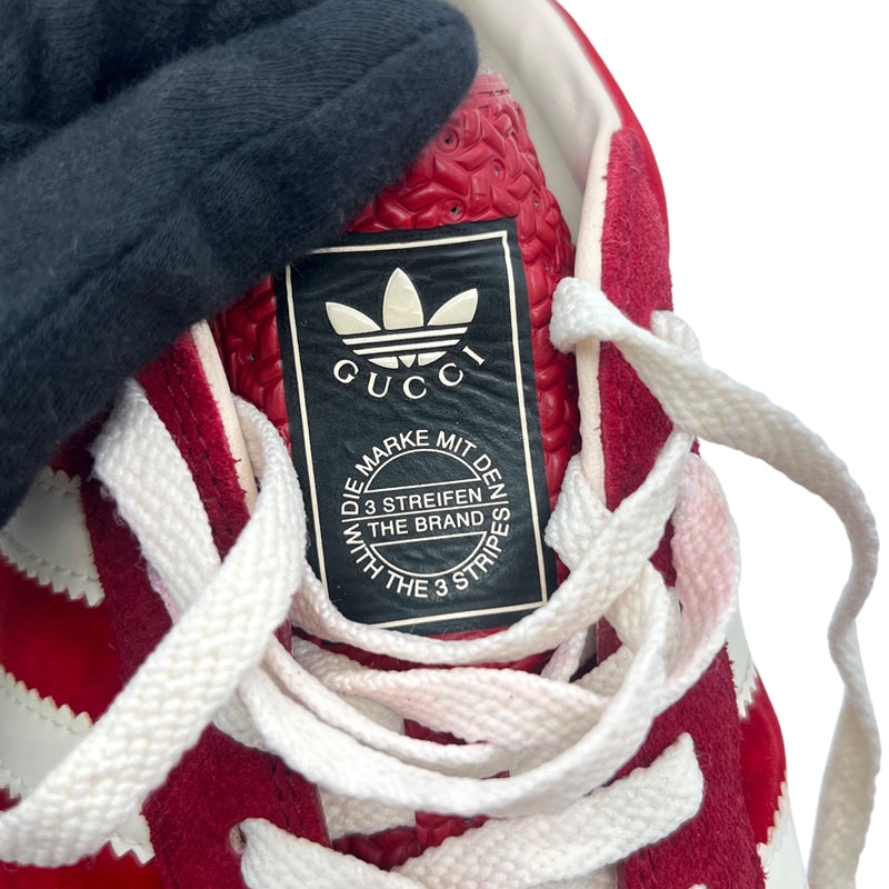 グッチ GUCCI ×Adidas GAZELLE ローカットスニーカー US9.5 707848 ボルドーレッド ベロア×レザー メンズ スニーカー