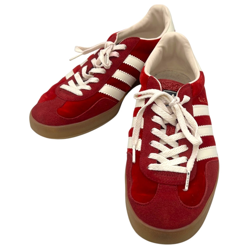 グッチ GUCCI ×Adidas GAZELLE ローカットスニーカー US9.5 707848 ボルドーレッド ベロア×レザー メンズ スニーカー