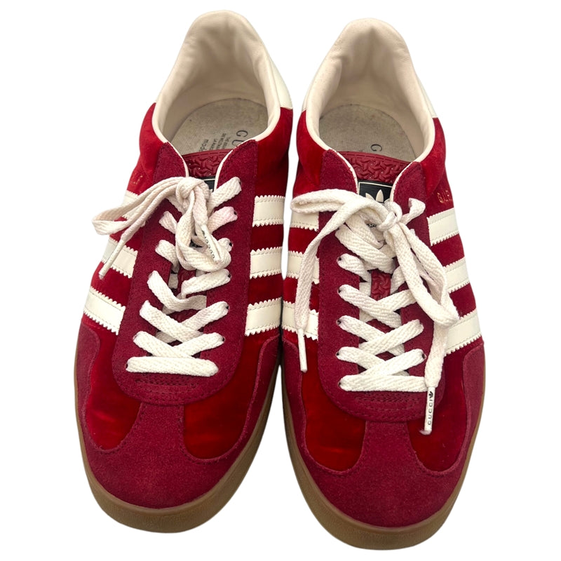 グッチ GUCCI ×Adidas GAZELLE ローカットスニーカー US9.5 707848 ボルドーレッド ベロア×レザー メンズ スニーカー