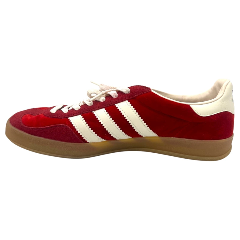 グッチ GUCCI ×Adidas GAZELLE ローカットスニーカー US9.5 707848 ボルドーレッド ベロア×レザー メンズ スニーカー