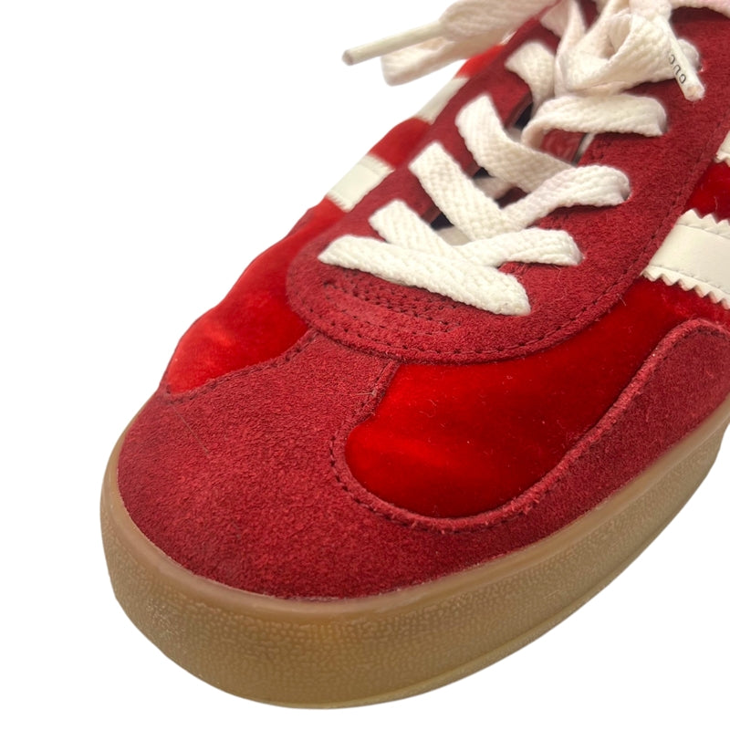 グッチ GUCCI ×Adidas GAZELLE ローカットスニーカー US9.5 707848 ボルドーレッド ベロア×レザー メンズ スニーカー
