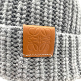 ロエベ LOEWE アナグラムレザーパッチニットキャップ グレー ウール ユニセックス その他ファッション雑貨