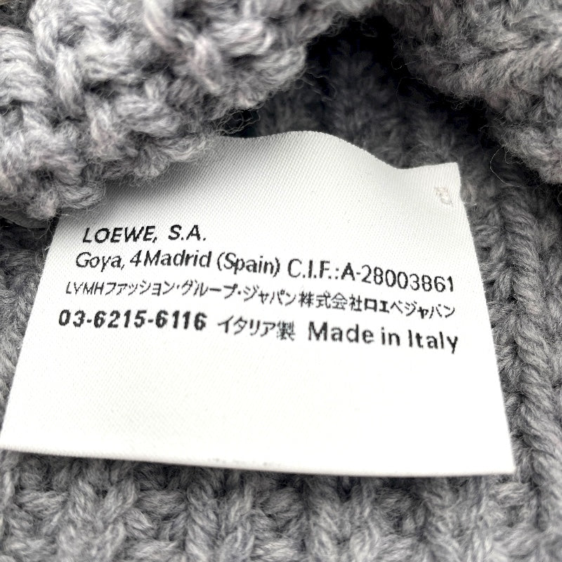ロエベ LOEWE アナグラムレザーパッチニットキャップ グレー ウール ユニセックス その他ファッション雑貨