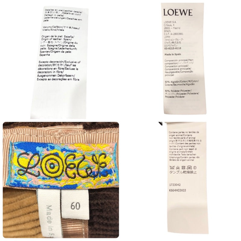 ロエベ LOEWE コーデュロイパネルバケットハット K664H03X03 ブラウン コーデュロイ メンズ その他ファッション雑貨