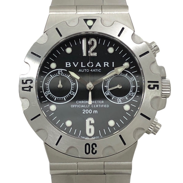 ブルガリ BVLGARI ディアゴノ スクーバ クロノグラフ SCB38S ブラック SS 自動巻き メンズ 腕時計
