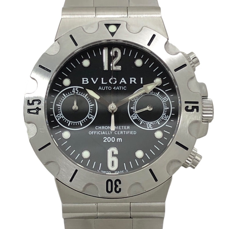 ブルガリ BVLGARI ディアゴノ スクーバ クロノグラフ SCB38S ブラック SS 自動巻き メンズ 腕時計