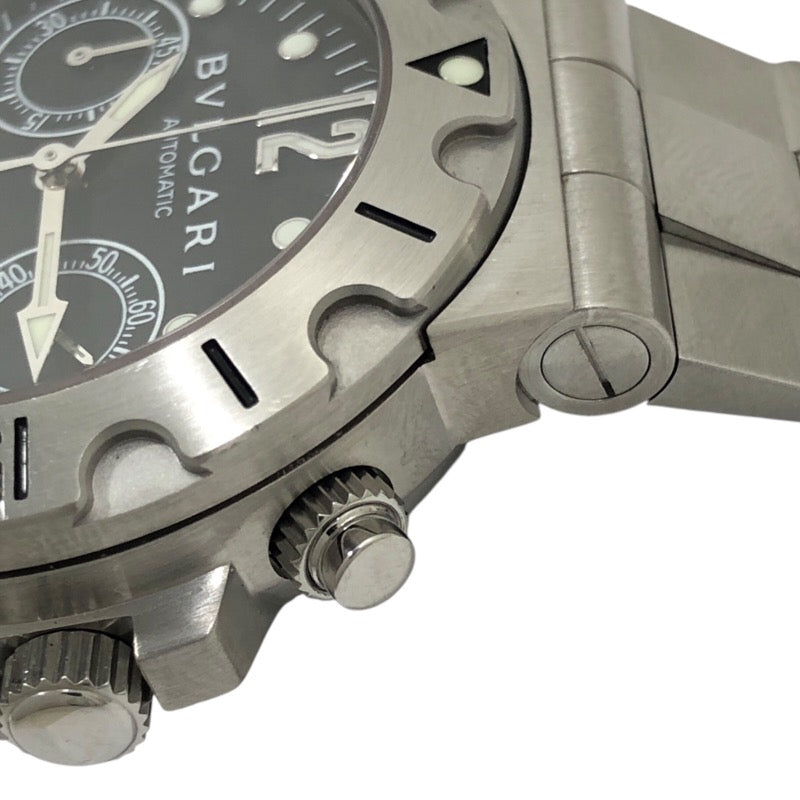 ブルガリ BVLGARI ディアゴノ スクーバ クロノグラフ SCB38S ブラック SS 自動巻き メンズ 腕時計