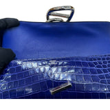 エルメス HERMES エジェ クラッチバッグ □R ブルーエレクトリック　シルバー金具 クロコダイル ニロティカス　R刻 レディース クラッチバッグ