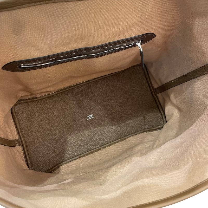 エルメス HERMES ピュールサングル U刻 チャイ・カカオ/SV金具 トワル/トリヨンクレマンス ユニセックス トートバッグ