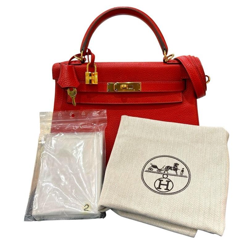 エルメス HERMES ケリー28 内縫い X刻　 ルージュトマト/ゴールド金具 トリヨン レディース ショルダーバッグ
