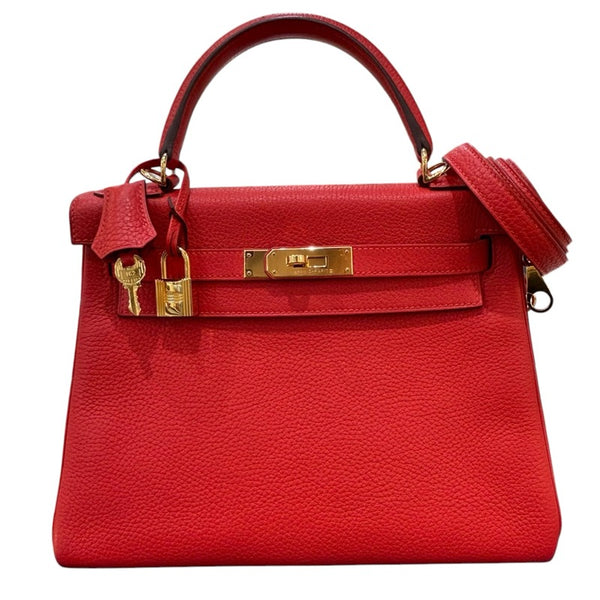 エルメス HERMES ケリー28 内縫い X刻　 ルージュトマト/ゴールド金具 トリヨン レディース ショルダーバッグ